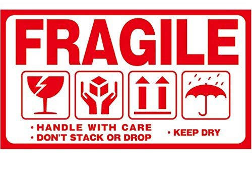 300 Aufkleber"Fragile. This Way Up. Handle With Care", Zerbrechlich" Etiketten, groß 15 x 9CM White-red vorsicht glas paketband 300 Stück vorsicht glas aufkleber von LDS Industry