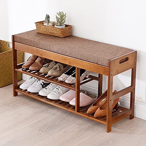 LDTTYRC Bambus Schuhbank Für Den Eingangsbereich,2-stufige Schuhbank Mit Stiefelaufbewahrung,Holzschuhregal Mit Abnehmbarem Gepolstertem Sitz Für Flur Wohnzimmer Schlafzimmer-Holz 90x29.5x48cm(35x12 LDTTYRC Bambus Schuhbank Für Den Eingangsbereich,2-stufige Schuhbank Mit Stiefelaufbewahrung,Holzschuhregal Mit Abnehmbarem Gepolstertem Sitz Für Flur Wohnzimmer Schlafzimmer-Holz 90x29.5x48cm(35x12 von LDTTYRC
