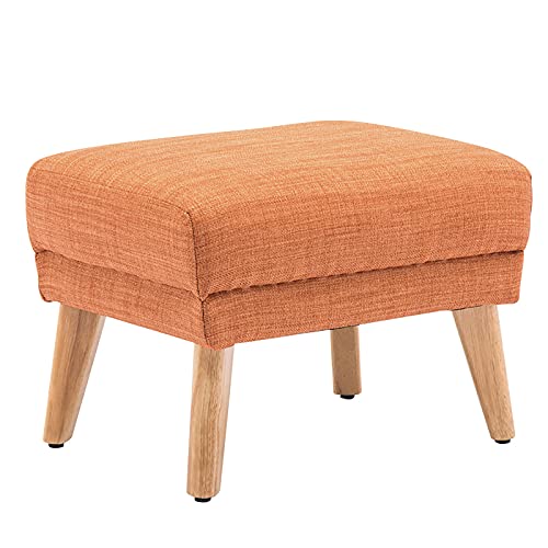 LDTTYRC Bequemer Akzent Fußhocker Sitz Für Wohnzimmer Schlafzimmer,Baumwollleinen Gepolsterter Fußhocker Sofahocker Mit Holzbeinen,Moderne Quadratische Ottomane Fußstütze-G 53x40x39cm(21x16x15inch) von LDTTYRC