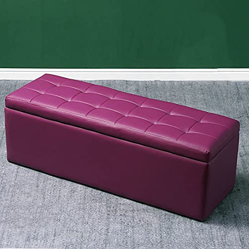 LDTTYRC Große Kapazität Lagerung Ottomane Bank,Wohnzimmer Schlafzimmer Flur Rechteck Lagerung Organizer Box,Pu Leder Gepolsterte Ottomane Fußstütze Lagerung Bank-C 60x40x40cm(24x16x16inch) von LDTTYRC