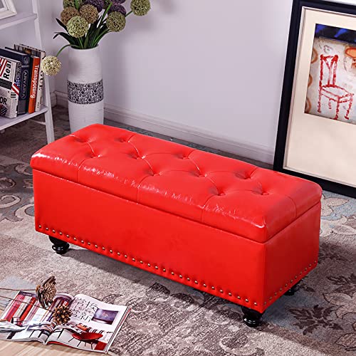 LDTTYRC Kunstleder Aufbewahrungsbank,Modern Getuftete Aufbewahrungshocker,Rechteck Eingangsbereich Schuhbank Multifunktionale Sofa Hocker Für Wohnzimmer Schlafzimmer Eingangsbereich-Rot 80x40x43cm(3 LDTTYRC Kunstleder Aufbewahrungsbank,Modern Getuftete Aufbewahrungshocker,Rechteck Eingangsbereich Schuhbank Multifunktionale Sofa Hocker Für Wohnzimmer Schlafzimmer Eingangsbereich-Rot 80x40x43cm(3 von LDTTYRC