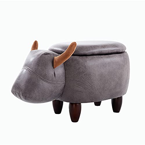 LDTTYRC Kunstleder Fußstütze Hocker Ottomane,Premium Gepolsterter Ottoman Sitz Schuhwechselhocker,Modern Home Wohnzimmer Schlafzimmer Fußhocker Kinderhocker-Graue Kuh (mit Lagerung) 63x33x36cm(25x1 von LDTTYRC