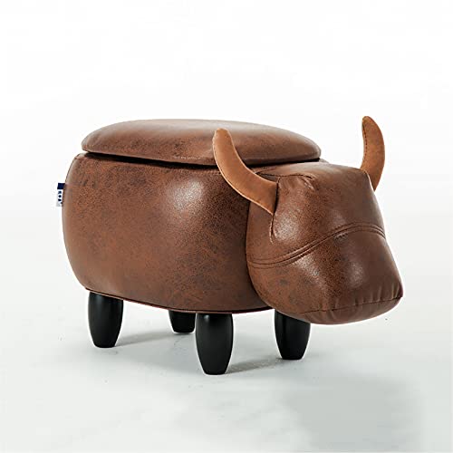 LDTTYRC Kunstleder Fußstütze Hocker Ottomane,Premium Gepolsterter Ottoman Sitz Schuhwechselhocker,Modern Home Wohnzimmer Schlafzimmer Fußhocker Kinderhocker-Rote Kuh (mit Lagerung) 63x33x36cm(25x13 von LDTTYRC