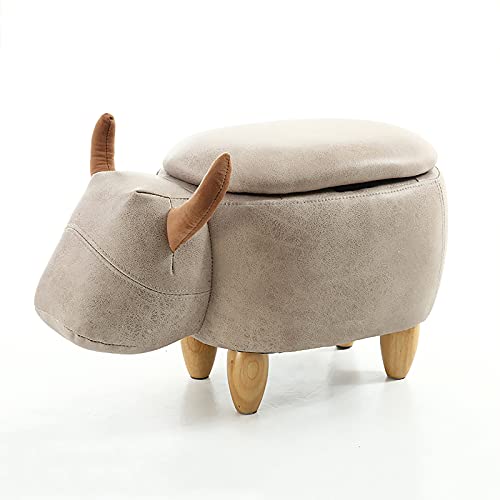 LDTTYRC Kunstleder Fußstütze Hocker Ottomane,Premium Gepolsterter Ottoman Sitz Schuhwechselhocker,Modern Home Wohnzimmer Schlafzimmer Fußhocker Kinderhocker-Weiße Kuh (mit Lagerung) 63x33x36cm(25x13 von LDTTYRC
