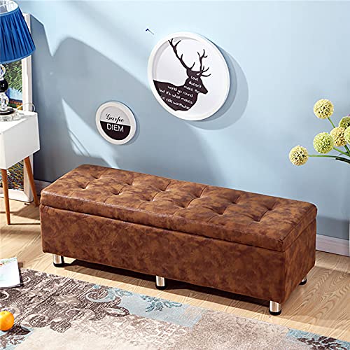 LDTTYRC Kunstleder-Stauraum-Ottomane-Bank,Premium Rechteckige Aufbewahrungsbänke,Modern Home Wohnzimmer Flur Fußhocker Schuhbank Multifunktionshocker-Braun 60x40x40cm(24x16x16inch) von LDTTYRC