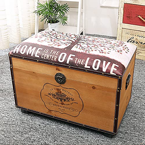 LDTTYRC Landhausstil Ottomane mit Stauraum,Wohnzimmer Eingangsbereich Rechteckige Schuhe Wickelhocker Aufbewahrungstruhe,Kunstleder Gepolsterte Sitzbank Bauernhausbank-Z (neu) 55x32x40cm(22x13x16inc von LDTTYRC