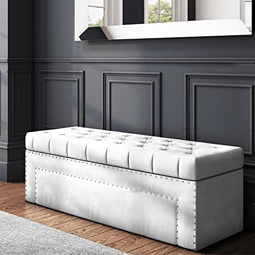 LDTTYRC Luxuriöse Kristallknöpfe Ottomane mit Stauraum,Moderne Bequeme Fußbank Mit Stauraum,Rechteck Samt Gepolstert Ottomane Fußstütze Hocker-C 70x45x45cm(28x18x18inch) von LDTTYRC