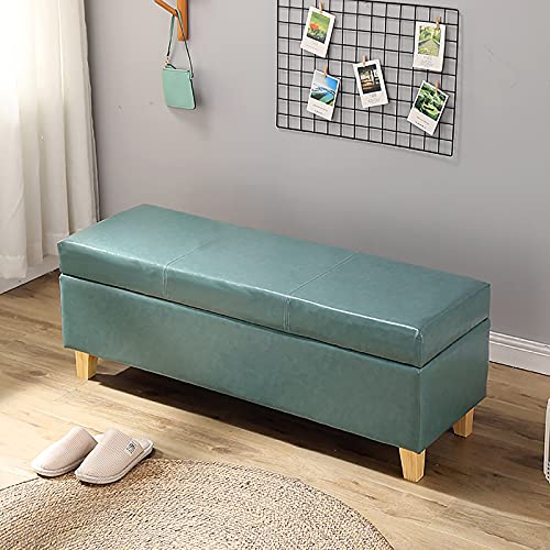 LDTTYRC Moderne Dekoration Möbel Lagerung Ottomane Für Wohnzimmer Schlafzimmer,Gepolsterte Sitzbank Ruhen Fußhocker,Kunstleder Lagerung Ottomane Bank-Hellblau 60x40x40cm(24x16x16inch) von LDTTYRC