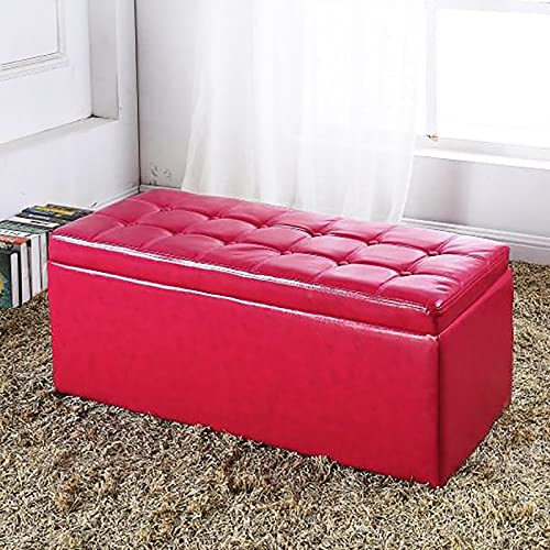 LDTTYRC Moderne Dekorative Möbel Spielzeugtruhe Multifunktionsbank,Massivholz-Stauraum-Ottoman-Bank,Verdicktes Pu-Leder Gepolsterte Fußstütze Fußende des Bettes Stauraumsitz-Rosa 60x40x40cm(24x16x16 von LDTTYRC