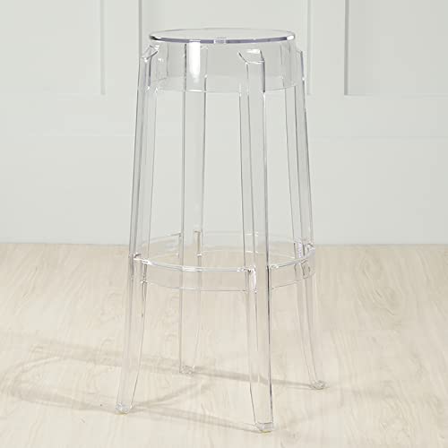 LDTTYRC Moderner Acryl-Theken-Barhocker, stapelbarer transparenter Barhocker, transparenter rückenfreier Küchenhocker aus Kunststoff, Badezimmerstuhl für Wohnzimmer, Schlafzimmer, Büro, transparent von LDTTYRC