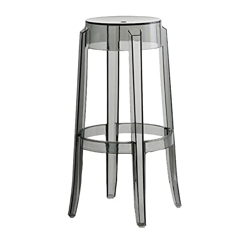 LDTTYRC Moderner Acryl Theken Barhocker,Stapelbar Transparent Barhocker,Klarer Rückenlehnenloser Küchenhocker Plastik Badezimmerstuhl Für Wohnzimmer Schlafzimmer Büro-Grau c 75cm/30inch von LDTTYRC