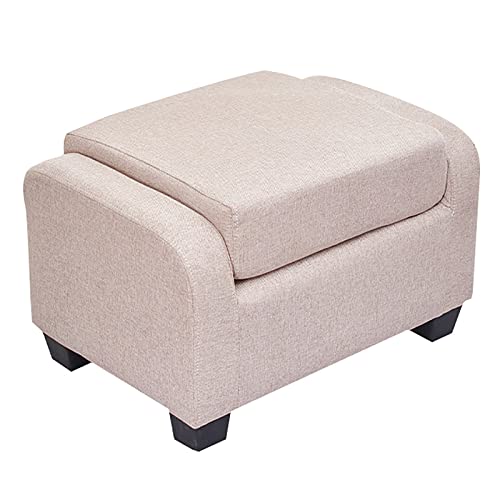 LDTTYRC Moderner Akzentstuhl,Einzelsofabank mit klappbarer Rückenlehne,Gepolsterter Ottoman mit Stauraum,Fabric-Fußstützenhocker,Eingangsbereich-Schuhbank für Wohnzimmer, Schlafzimmer-Leinenbeige 58 von LDTTYRC