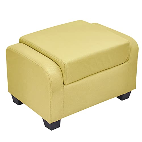 LDTTYRC Moderner Akzentstuhl,Einzelsofabank mit klappbarer Rückenlehne,Gepolsterter Ottoman mit Stauraum,Fabric-Fußstützenhocker,Eingangsbereich-Schuhbank für Wohnzimmer, Schlafzimmer-Leinengelb 58x von LDTTYRC