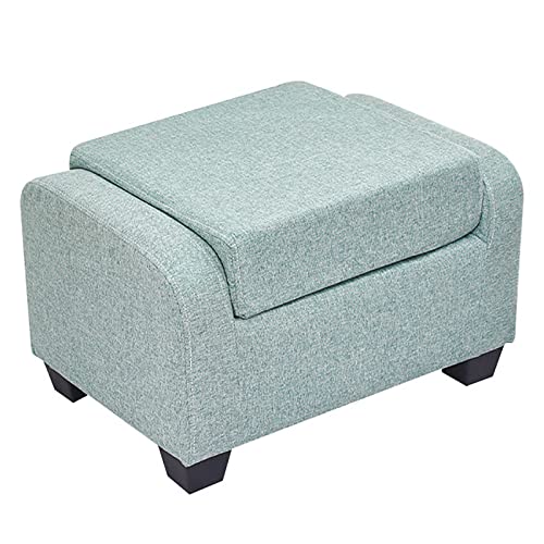 LDTTYRC Moderner Akzentstuhl,Einzelsofabank mit klappbarer Rückenlehne,Gepolsterter Ottoman mit Stauraum,Fabric-Fußstützenhocker,Eingangsbereich-Schuhbank für Wohnzimmer, Schlafzimmer-Leinengrün 58x von LDTTYRC