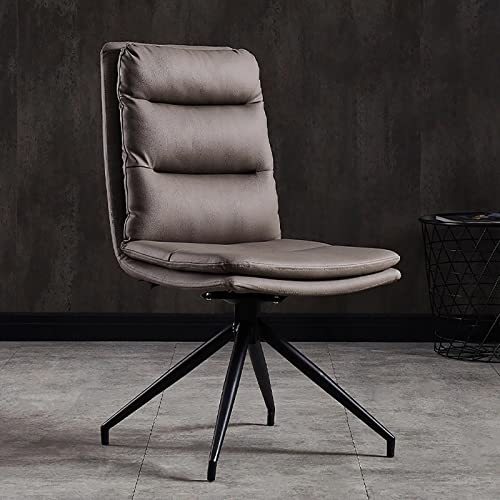 LDTTYRC Moderner Drehbarer Barhocker Aus Pu-Leder, Esszimmerstuhl Aus Der Mitte des Jahrhunderts Mit Lederpolster Und Metallbeinen, Bürostuhl Mit Rückenlehne Wohnzimmer-akzentstuhl-Grau 47x47x91cm ( von LDTTYRC