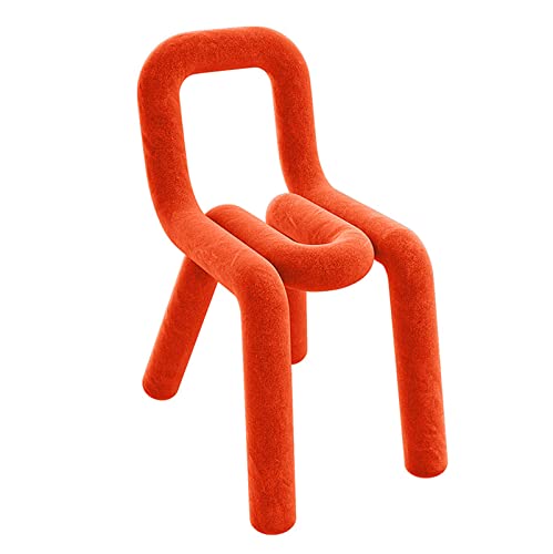 LDTTYRC Moderner Geometrischer Esszimmerstuhl,Zeitgenössischer Samt Gepolsterter Esszimmerstuhl Mit Rückenlehne,Dekorativer Schminkhocker Für Schlafzimmer,Wohnzimmer Akzentstuhl-Orange 37x61x76cm(15 von LDTTYRC