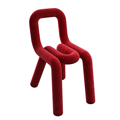 LDTTYRC Moderner Geometrischer Esszimmerstuhl,Zeitgenössischer Samt Gepolsterter Esszimmerstuhl Mit Rückenlehne,Dekorativer Schminkhocker Für Schlafzimmer,Wohnzimmer Akzentstuhl-Rot 37x61x76cm(15x24 von LDTTYRC