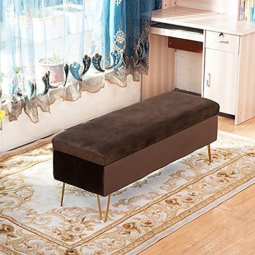 LDTTYRC Multifunktionale Gepolsterte Fußstütze Sofa Sitzbank,Moderne Samtbank Mit Lagerung,Rechteckige Ottomane Mit Lagerung Für Eingangsbereich Wohnzimmer Schlafzimmer-Braun 60x40x43cm(24x16x17inch von LDTTYRC