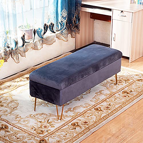 LDTTYRC Multifunktionale Gepolsterte Fußstütze Sofa Sitzbank,Moderne Samtbank Mit Lagerung,Rechteckige Ottomane Mit Lagerung Für Eingangsbereich Wohnzimmer Schlafzimmer-Grau 60x40x43cm(24x16x17inch) von LDTTYRC