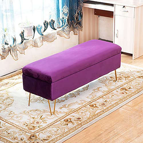 LDTTYRC Multifunktionale Gepolsterte Fußstütze Sofa Sitzbank,Moderne Samtbank Mit Lagerung,Rechteckige Ottomane Mit Lagerung Für Eingangsbereich Wohnzimmer Schlafzimmer-Lila 100x40x43cm(39x16x17inch von LDTTYRC