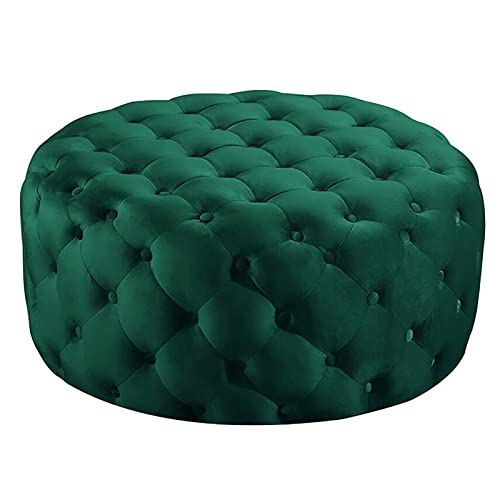 LDTTYRC Runder Getufteter Samt-Ottomane,Luxuriöser Bequemer Plüsch-Fußstützenhocker,Kleiner Moderner Couchtisch,Ende des Bettes Bank Für Wohnzimmer Hosting Zimmer Schlafzimmer-Grün 60x60x40cm(24x24x von LDTTYRC
