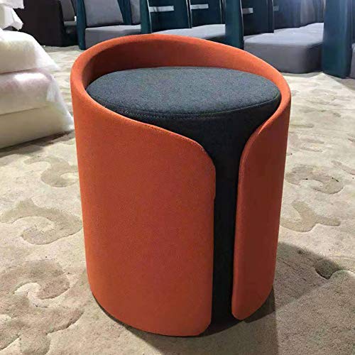 LDTTYRC Runder Pouf Ottoman,Modern Einfach Weich Gepolsterter Hocker Ottoman Fußstütze Hocker,Kleiner Tritthocker Wechselschuhe Bank Für Wohnzimmer-Orange 38 * 38 * 46cm von LDTTYRC