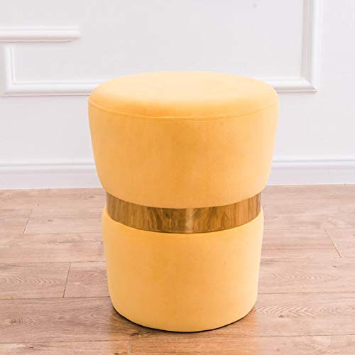LDTTYRC Runder osmanischer Fußhocker aus Samt, Ankleidehocker, Schuhwechselhocker, einfarbiger moderner Fußstützenhocker, Sitzpouf für das Wohnzimmer, Gelb, 36 x 36 x 45 cm von LDTTYRC