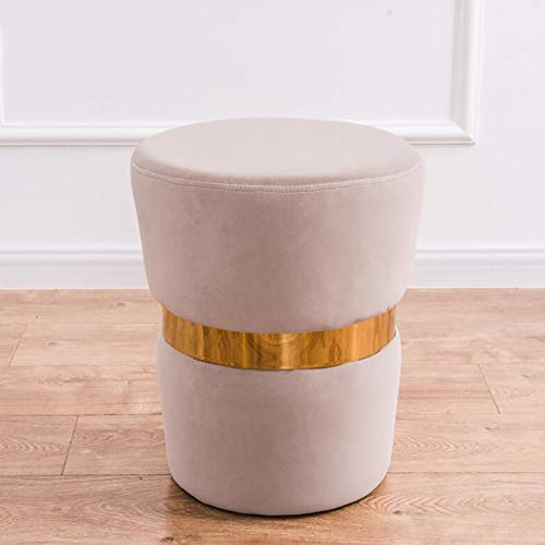 LDTTYRC Runder osmanischer Fußhocker aus Samt, Ankleidehocker, Schuhwechselhocker, einfarbiger moderner Fußstützenhocker, Sitzpuff für das Wohnzimmer, Grau, 36 x 36 x 45 cm von LDTTYRC