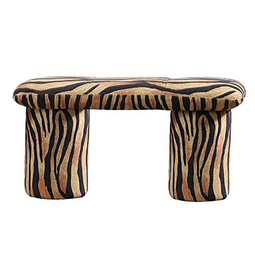LDTTYRC Rustikales Massivholz-Eingangsbereich-Banksofa, Leopardenmuster-getufteter gepolsterter Schminkhocker, rechteckige Samt-Schlafzimmerbank-Ottomane für Wohnzimmer-Dekor-Möbel-Leopard 80x34x42c von LDTTYRC