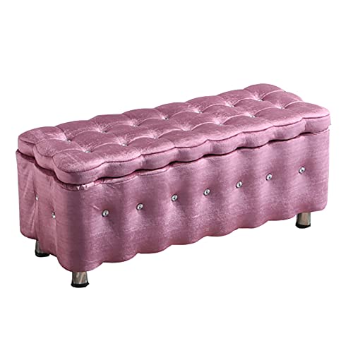 LDTTYRC Samt Gepolsterte Aufbewahrungsbank,Moderne Fußende des Bettes Bank Sofa,Rechteck Lagerung Ottoman Getuftete Fußhocker Schuhe Bank Für Wohnzimmer Schlafzimmer Eingangsbereich-Hellrosa 60x40x4 von LDTTYRC