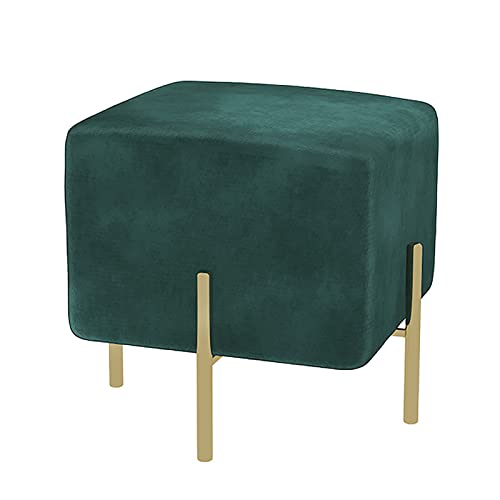 LDTTYRC Samtgetufteter Ottomane Mit Metallbasis,Luxus Moderne Polsterbank,Gemütlicher Plüsch Fußstützenhocker,Eingangsbereich Schuhbank Für Esszimmer Wohnzimmer Schlafzimmer-Grün 40x40x42cm(16x16x17 von LDTTYRC