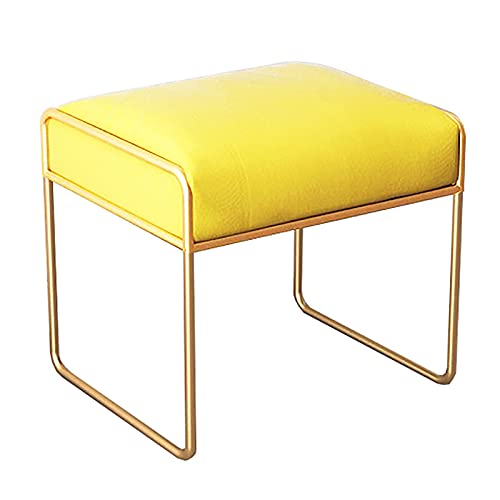 LDTTYRC Schöne Fußende Bank Schminktisch Hocker,Samt Gepolsterte Sitzbank,Moderne Fußstütze Hocker Schuhbank Für Eingangsbereich Wohnzimmer Schlafzimmer-Gelb klein 50x40x42cm(20x16x17inch) von LDTTYRC