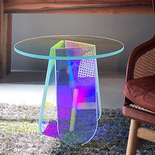 LDTTYRC Transparenter Acryl-Beistelltisch, Regenbogen-irisierender Beistelltisch, runde Nachttische, moderner bunter Couchtisch, einfach zu montieren für Wohnzimmer, Schlafzimmer, Regenbogen, 60 x 6 LDTTYRC Transparenter Acryl-Beistelltisch, Regenbogen-irisierender Beistelltisch, runde Nachttische, moderner bunter Couchtisch, einfach zu montieren für Wohnzimmer, Schlafzimmer, Regenbogen, 60 x 6 von LDTTYRC