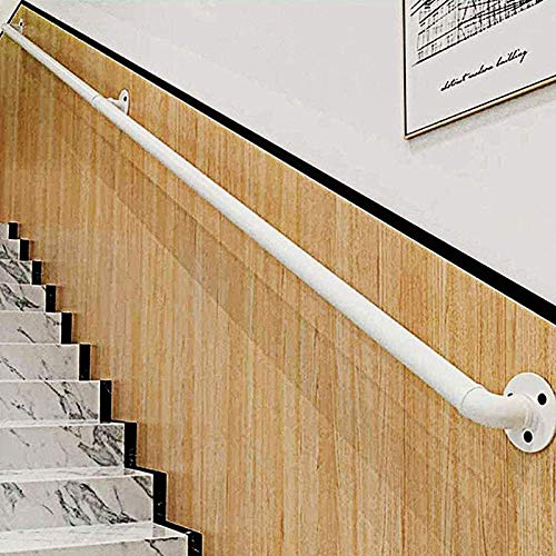 LDTTYRC Treppenhandlauf-Set, Wandmontage-Set für Treppen im Innen- und Außenbereich, Schmiedeeisengeländer aus weißem Metall, 210 cm (7 Fuß) von LDTTYRC