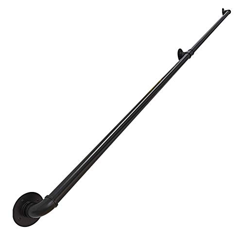 LDTTYRC Treppenhandlauf-Set, Wandmontage für Treppengeländer, Handlauf für den Innen- und Außenbereich, schwarzes Schmiedeeisenrohr-Design, 60 cm (2 Fuß) von LDTTYRC