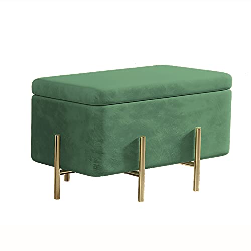 LDTTYRC Weicher Hocker Mit Stauraum Für Das Schlafzimmer Am Ende des Bettes,Luxuriöse Ottomanische Bank Mit Samtaufbewahrung Und Metallfüßen,Moderne Gepolsterte Ottomanische Fußstütze-Hellgrün-a 100 von LDTTYRC