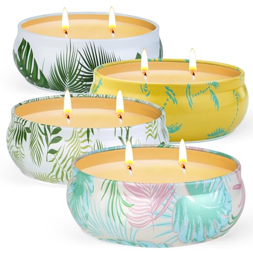 Citronella Kerze Outdoor Groß 4x180g Sojawachs - 250h Brenndauer mit 2-Docht System -Outdoor Kerze für Garten, Terrasse & Picknick,Kerzen Geschenksets von LDUMODUW