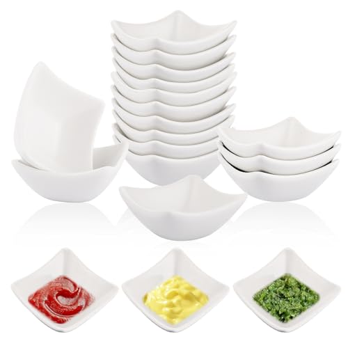 LDXDRU 12 Stück 7,4x3,5cm Kleine Dip Schälchen, Mini Dessertschalen Porzellan Keramik Schälchen für Sushi Saucen, Snackschale von LDXDRU