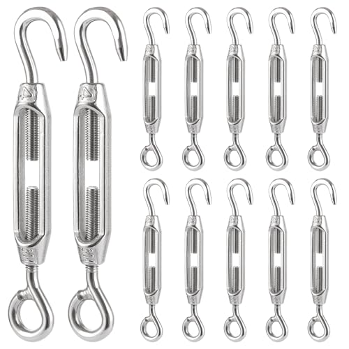 LDXDRU 12 Stück Spannschlösser Edelstahl M4 Seilspanner Aus Edelstahl Spannschloss Drahtspanner mit Haken, Gewichtskapazität 25 kg Drahtseil Spanner für hohe Beanspruchung LDXDRU 12 Stück Spannschlösser Edelstahl M4 Seilspanner Aus Edelstahl Spannschloss Drahtspanner mit Haken, Gewichtskapazität 25 kg Drahtseil Spanner für hohe Beanspruchung von LDXDRU