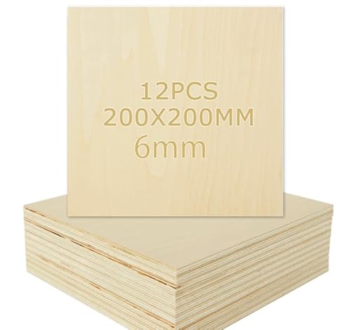 LDXDRU 12 x Sperrholzplatte 6mm Dünne Birkensperrholz 200 x 200 mm Holz-Zuschnitte Sperrholz Blatt Holzplatten Holzplatten zum Basteln für Bastelarbeiten, Holzzuschnitte von LDXDRU