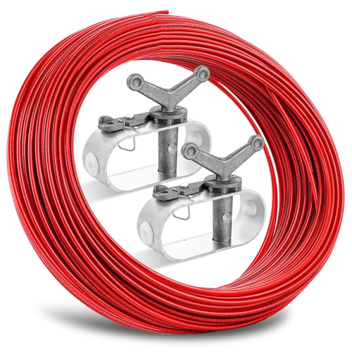 LDXDRU 2 Stück Drahtseil Spanner Drahtseilspanner, Drahtspanner mit 2mm Stahlseil Ummantelt (40m), Draht Spannseil und Spannschloss für Pool Abdeckplane, Garten Abdeckungen, Planenspanner von LDXDRU