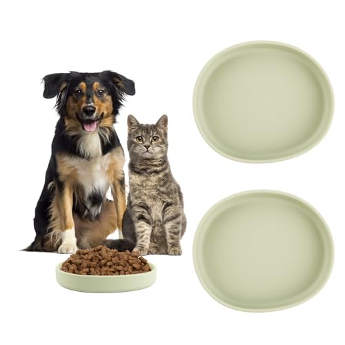 LDXDRU 2 Stück Katzennapf Flach, Futternapf Katze Katzen Futternapf Flache Katzennäpfe, Flach Silikonnapf Katzenfressnapf Futterschüssel Napf für Trockenfutter und Nassfutter von LDXDRU