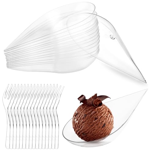 LDXDRU 200 Stück Fingerfood Schalen, Dessertgläser Plastik DessertBecher Dessertschalen, Tropfenförmige Vorspeisenschalen Fingerfood Schalen Zubehör Wiederverwendbare für Catering, Buffet von LDXDRU