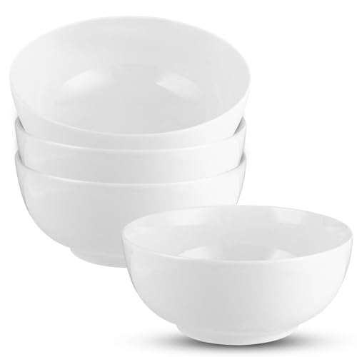 LDXDRU 4er Set Salatschüssel,1000ml Keramik Schüssel Servierschüssel, Müslischalen Porzellan Schüssel Salatschalen, Keramikschale Set Keramik für Ramen, Obst, Dessert, Suppe, Müsli, Weiß von LDXDRU