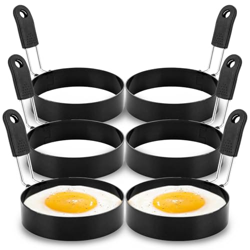 LDXDRU 6 Spiegeleiform Schwarz Spiegeleierformen für Die Pfanne 9cm/3,5Zoll Edelstahl Spiegeleiform Ei Ring Eierformer zum Kochen von Spiegelei, Pfannkuchen, Omeletts und mehr, Antihaftbeschichtung LDXDRU 6 Spiegeleiform Schwarz Spiegeleierformen für Die Pfanne 9cm/3,5Zoll Edelstahl Spiegeleiform Ei Ring Eierformer zum Kochen von Spiegelei, Pfannkuchen, Omeletts und mehr, Antihaftbeschichtung von LDXDRU