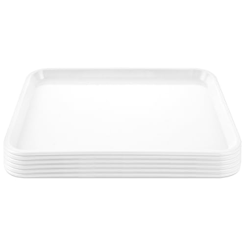 LDXDRU 6 Stück Tablett Weiß, Kunststoff Serviertablett, 33×25cm Servierteller Rechteckig Servierplatten für Party, BPA-freie Plastik Servierplatte Tabletts für Gemüse, Obst, Dessert Buffet Zubehör von LDXDRU