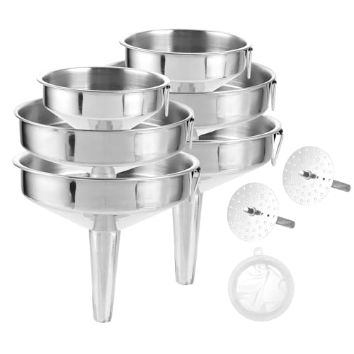 LDXDRU 6 Stück Trichter Set, Edelstahl Trichter mit 200 Mesh Filter Sieb, Trichter Küche Trichtersieb, Edelstahltrichter Einfülltrichter zum Übertragen Flüssigkeit, Speiseölen, Marmelade 14/12/10CM von LDXDRU