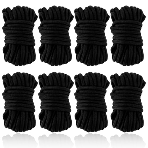 LDXDRU 8 x10m Bondageseil Dick 7mm Weiche Baumwollseil Baumwollkordel Dekor Seil16 Aktien Allzweckseil Gedrehtes Seil Bindeseil für DIY, Reise, Aufhängen, Garten, Seil (Schwarz) von LDXDRU