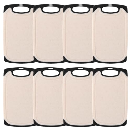 LDXDRU 8er Set Frühstücksbrettchen Kunststoff, 25*15cm Schneidebrett Rutschfest BPA frei, Frühstücksbrettchen Spülmaschinenfest, Schneidebrett Klein mit Saftrille, Schneidebrett Set Brotbretter Beige LDXDRU 8er Set Frühstücksbrettchen Kunststoff, 25*15cm Schneidebrett Rutschfest BPA frei, Frühstücksbrettchen Spülmaschinenfest, Schneidebrett Klein mit Saftrille, Schneidebrett Set Brotbretter Beige von LDXDRU