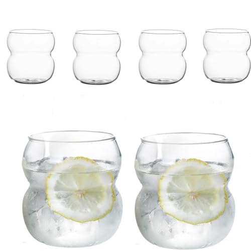 LDXDRU Bubble Gläser Set 6 teilig, 380ML Latte Macchiato Eiskaffee Gläser, Kaffeegläser, Cocktailgläser, Bubble Glas für Matcha, Espresso, Eisbecher, Milchshake, Frappe,Cappuccino von LDXDRU